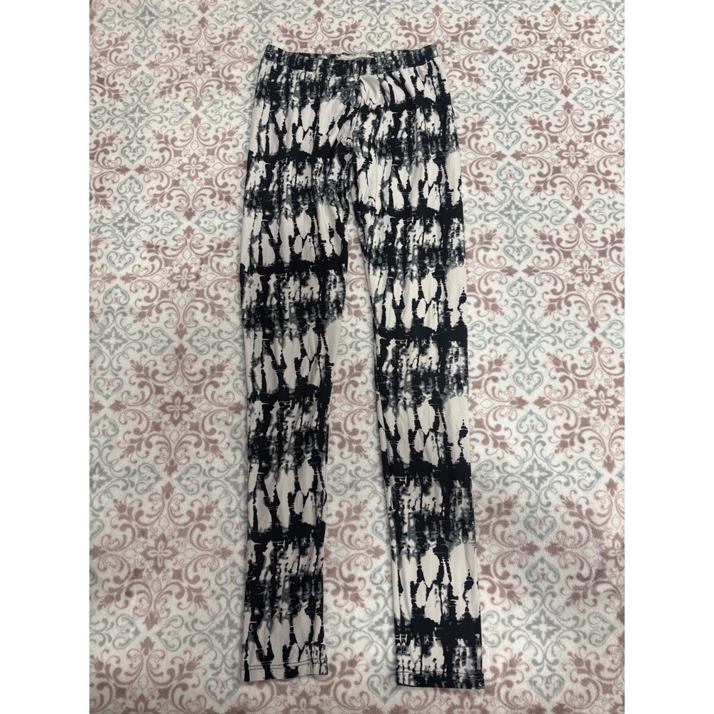 Jay Jays Womens Black White Abstract Tie Dye Leggings Size S Stretch Casual